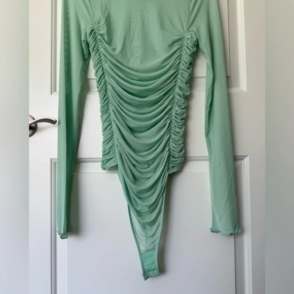 NWT Free People Intimately Under It All Ruched Mesh Turtleneck Bodysuit